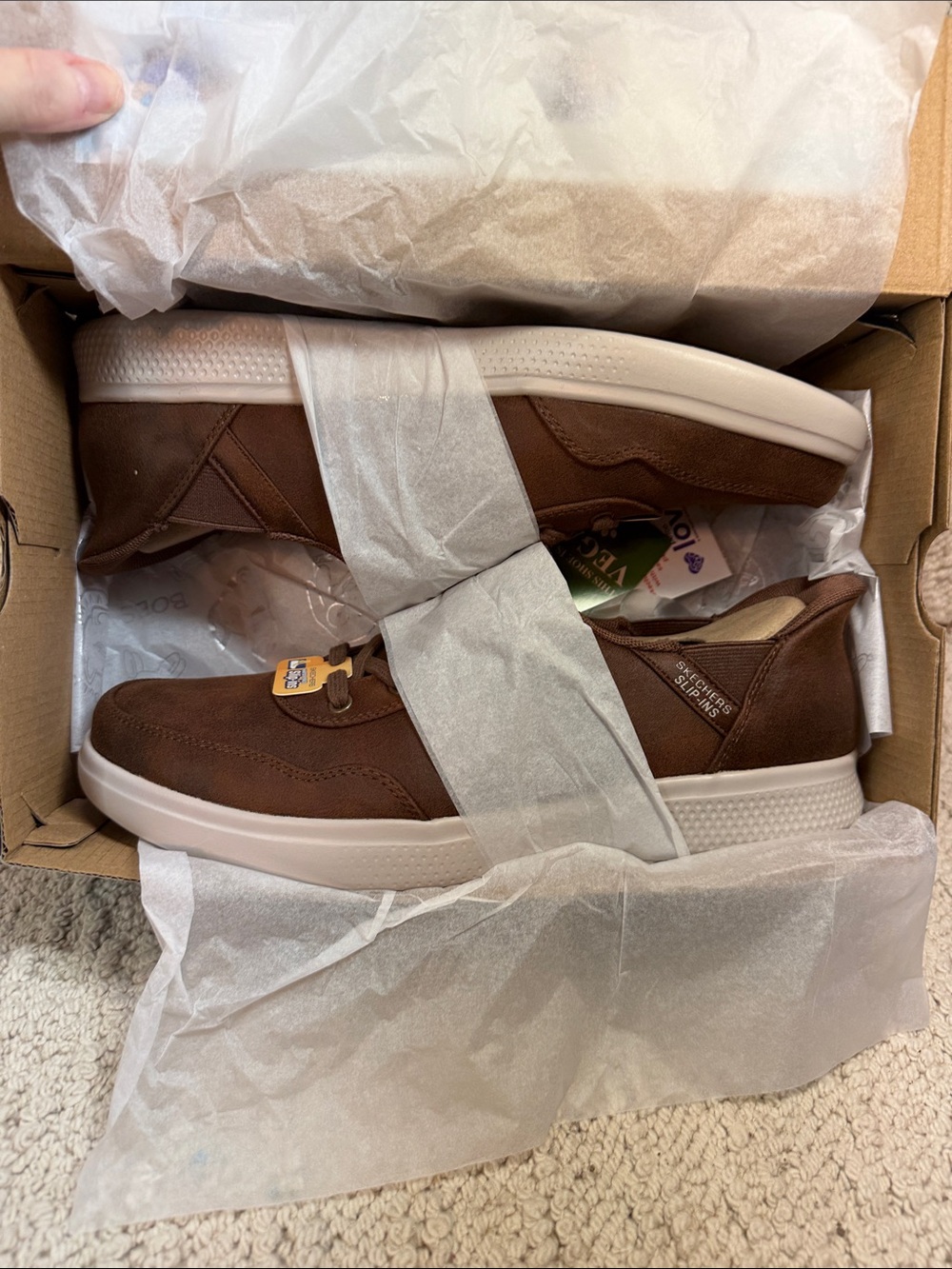 Skechers Brown Women’s Casual Lace-Up/Slip-In Leather Sneakers